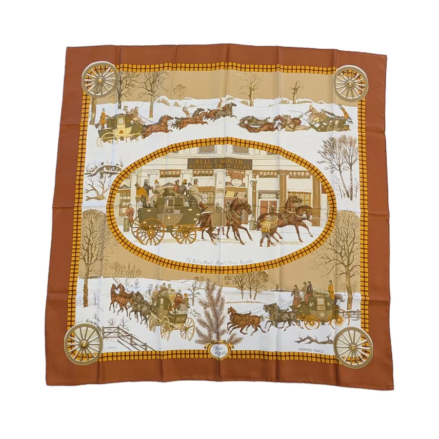 Carré Hermès - l'Hiver en Poste - Brun