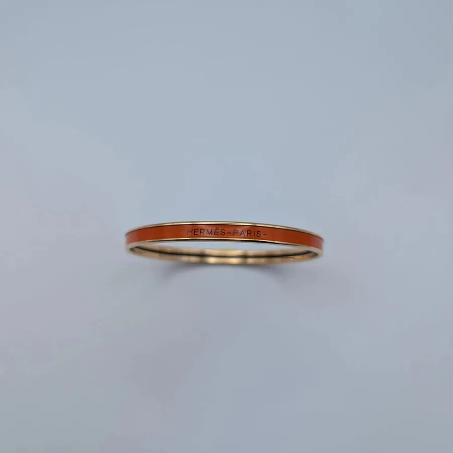 Hermès - Jonc - Uni - Orange - Plaqué Or Rose