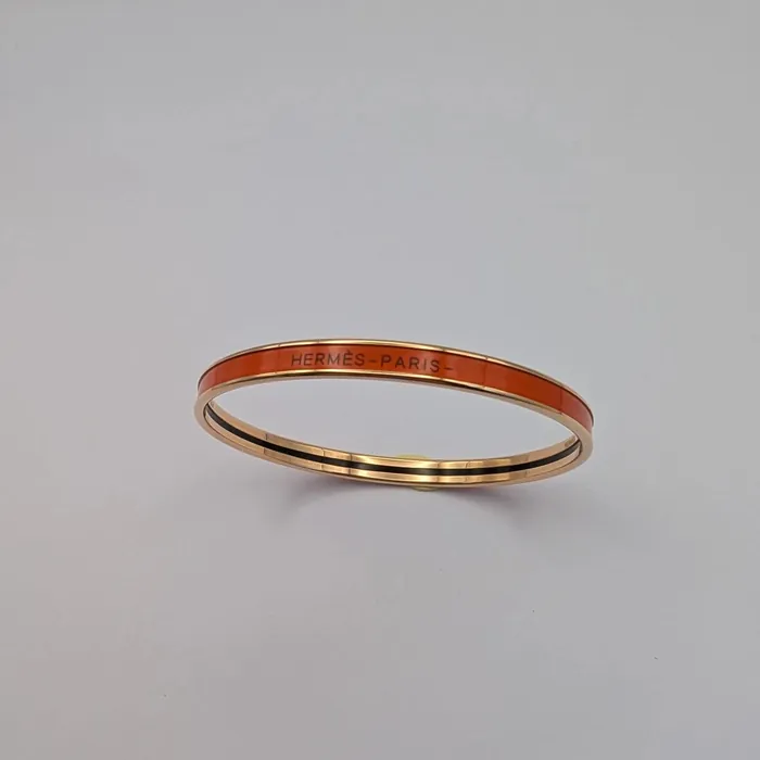 Hermès - Jonc - Uni - Orange - Plaqué Or Rose